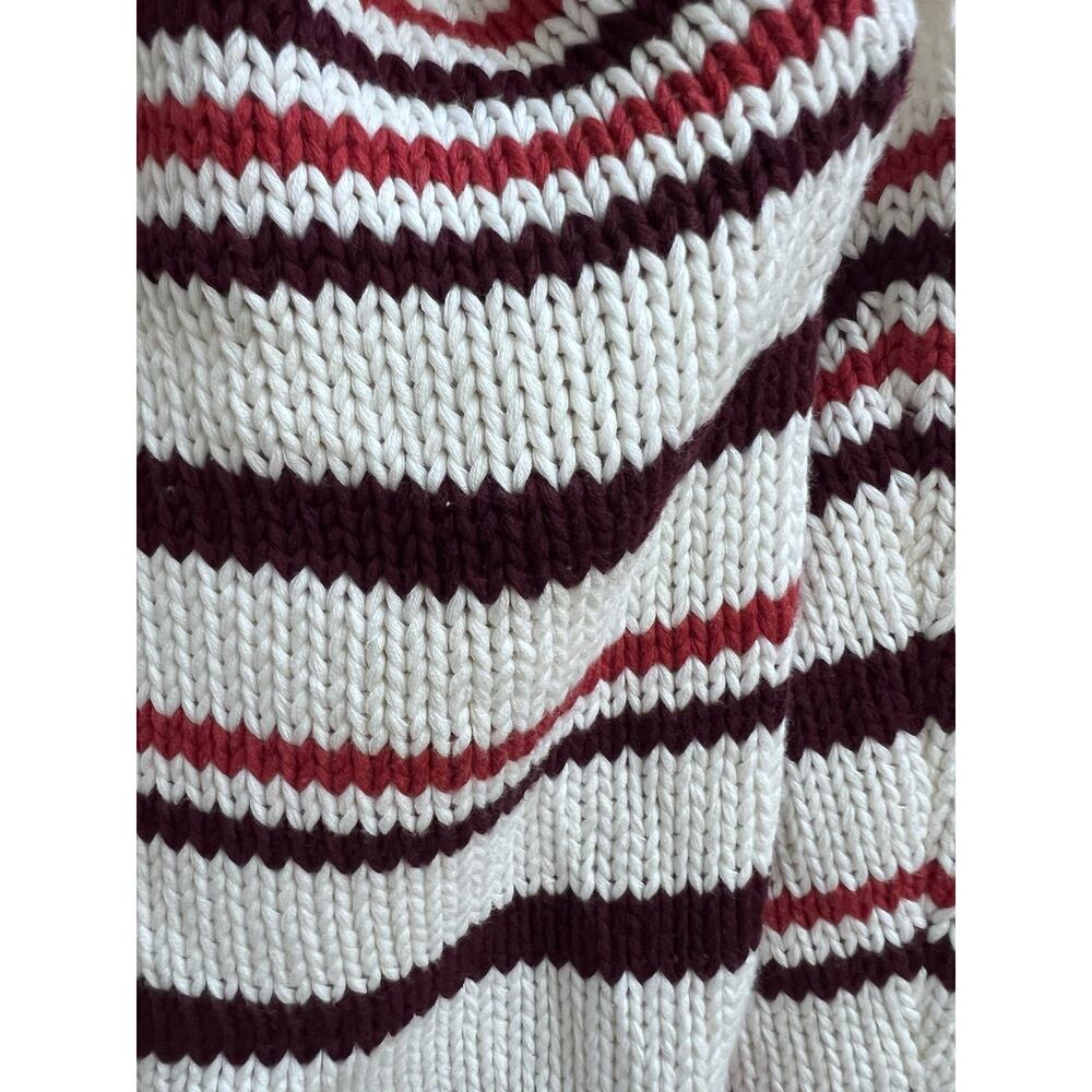 Madewell Ribbed Cotton Turtleneck Sweater Cabernet Stripe NT604 Sz S Knit Preppy - Picture 7 of 7